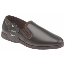 (Brown, UK 8 / EU 42 / US 9) SLEEPERS HADLEY MENS SOFT LEATHER PADDED SLIP ON TWIN GUSSETS SLIPPER