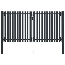 vidaXL Double Door Fence Gate Steel 306x200cm Anthracite Garden Barrier Border