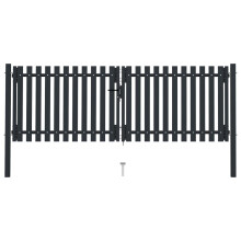 vidaXL Double Door Fence Gate Steel 306x175cm Anthracite Garden Barrier Border