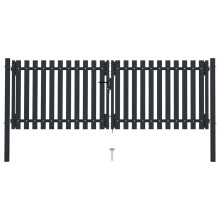 vidaXL Double Door Fence Gate Steel 306x125cm Anthracite Garden Barrier Border