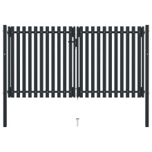vidaXL Double Door Fence Gate Steel 306x220cm Anthracite Garden Barrier Border