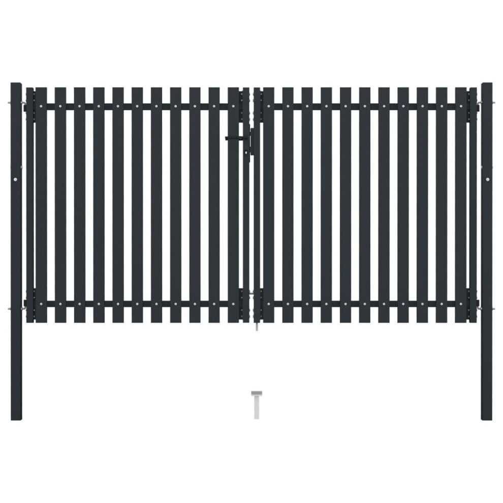 Vidaxl Double Door Fence Gate Steel 306X220cm Anthracite Garden Barrier Border