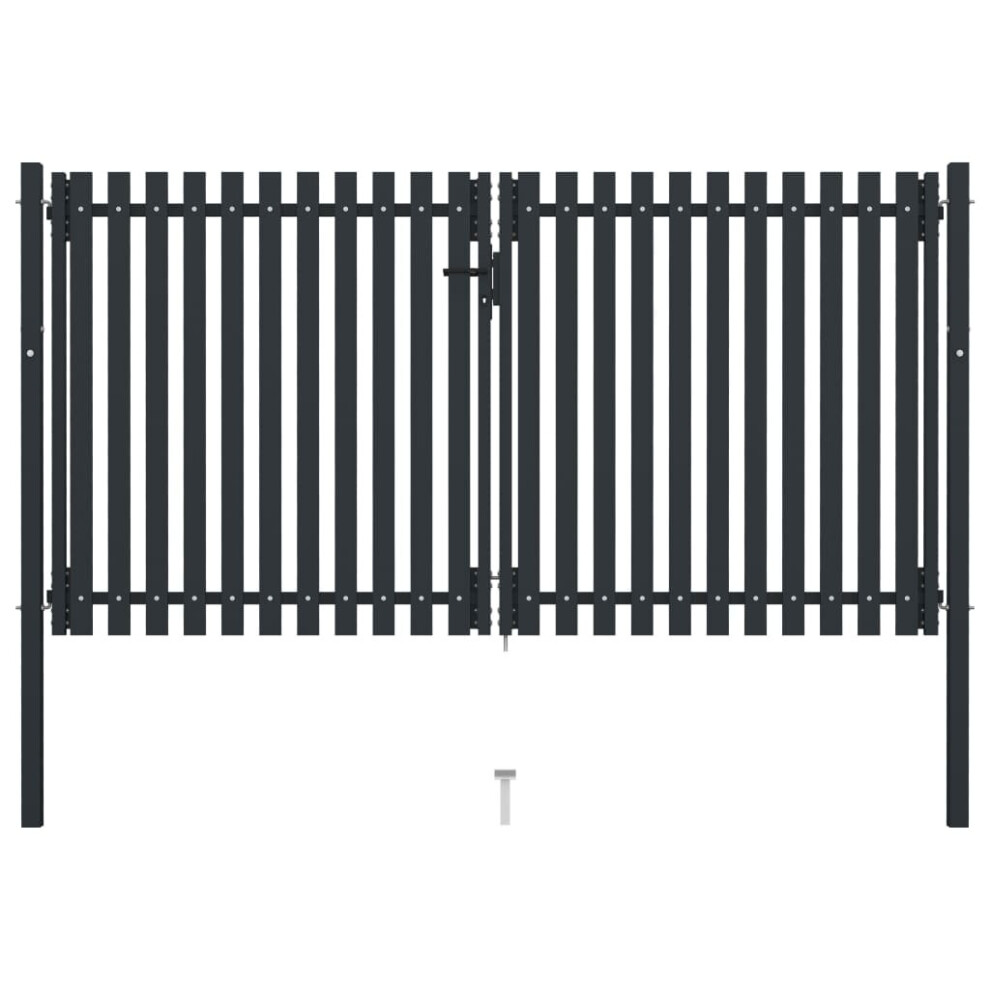 vidaXL Double Door Fence Gate Steel 306x220cm Anthracite Garden Barrier Border