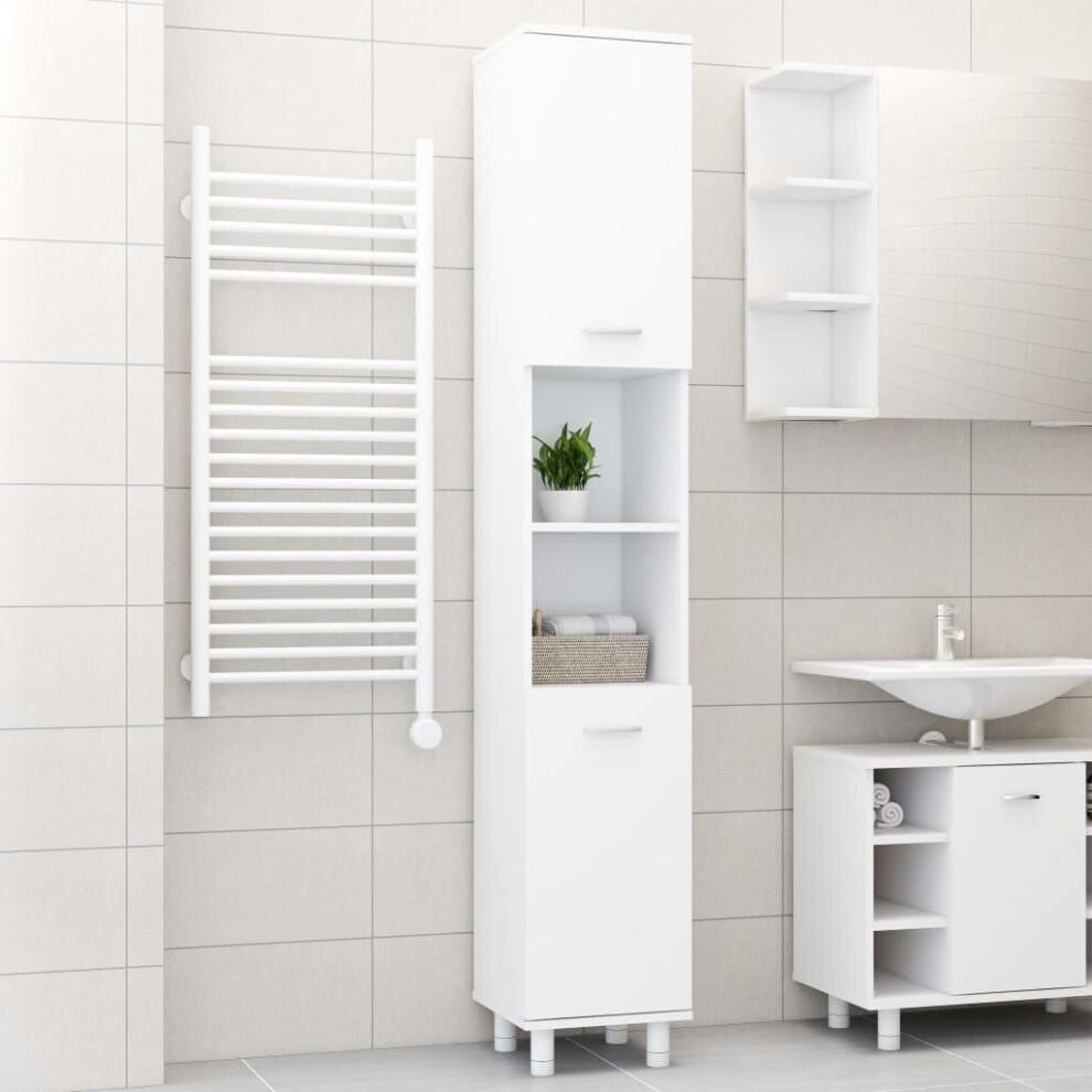 vidaXL Bathroom Cabinet White Chipboard Washroom Cupboard Rack Storage Unit