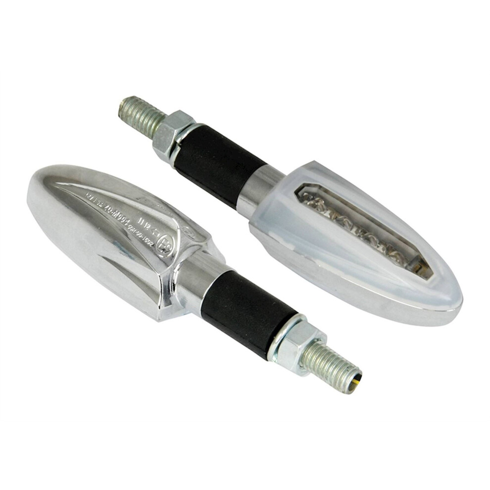 Bike It Led Runner Two Motorcycle Indicators With Chrome Body And Clear Lens White 5034862337528