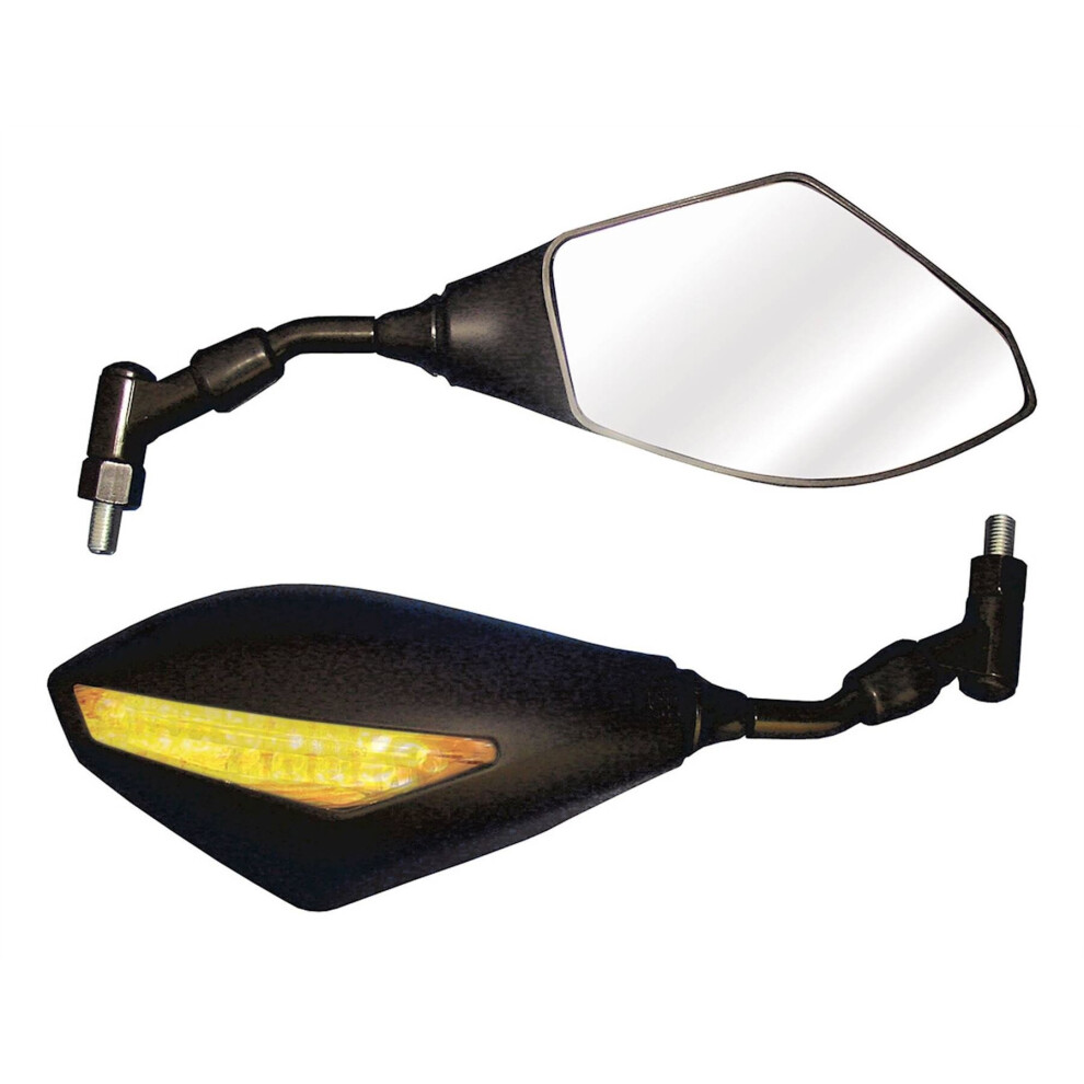Bike It Trojan Universal Mirrors Bar Mounted Built In Led Indicators Black 5034862239471