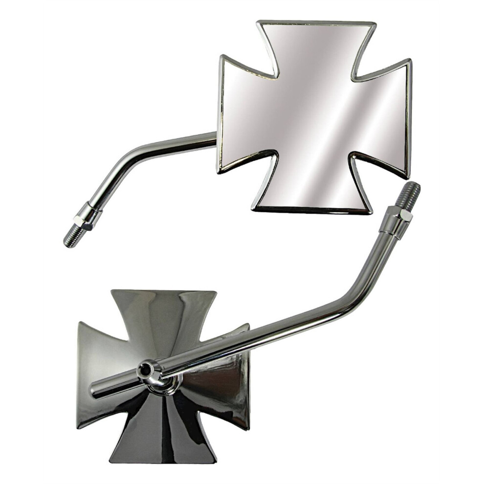 Bike It Motorcycle Universal Maltese Cross (10Mm) Chrome Mirrors (P... 5034862318756