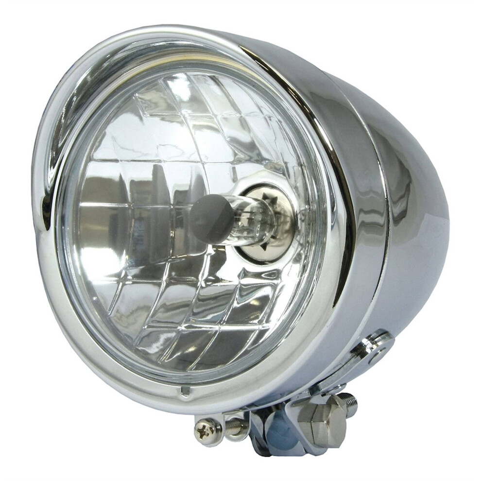 Bike It Bullet 4 1/2 Motorcycle Headlight Chrome H4 Halogen-Bulb H4 12V 60/55W 5034862317568