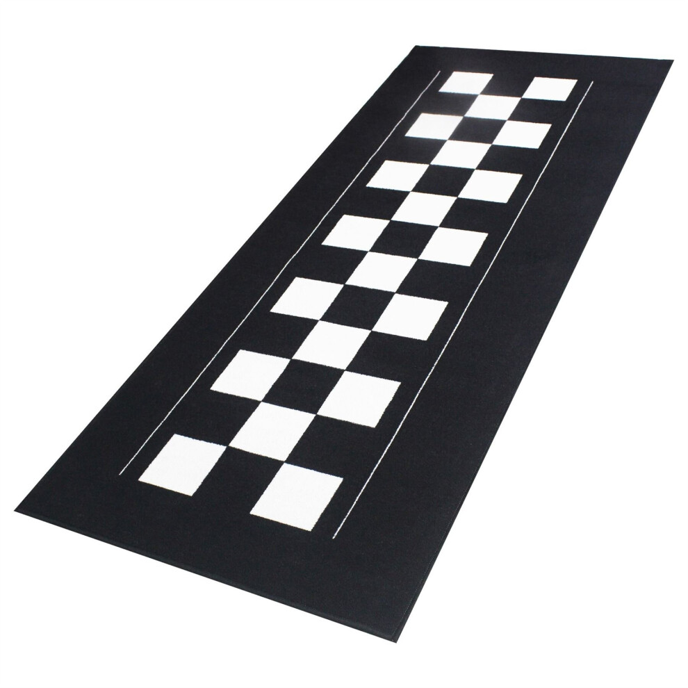 Biketek Chequered Flag Garage Mat Cafe Racer Style 190Cms X 80Cms 5034862441850