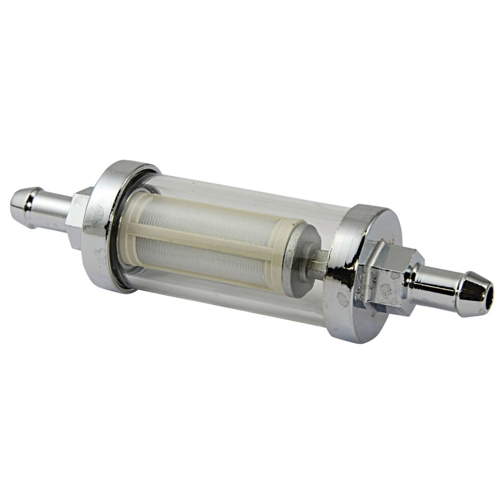 Inline Fuel Filter And Standard Fuel Filter 6Mm/8Mm Glass Chrome Round 5034862058164