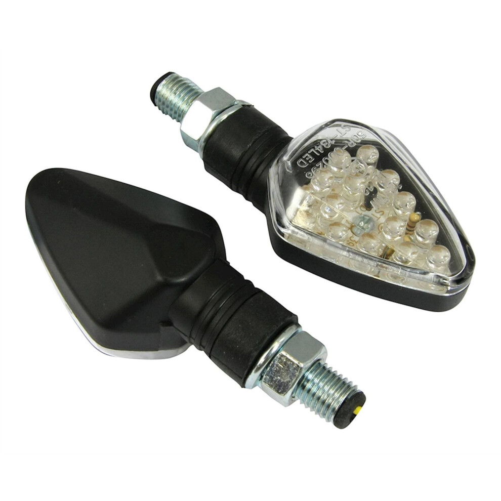 Bike It Short Stem Led Diamond Motorcycle Indicators Body And Clear Lens Black 5034862220080