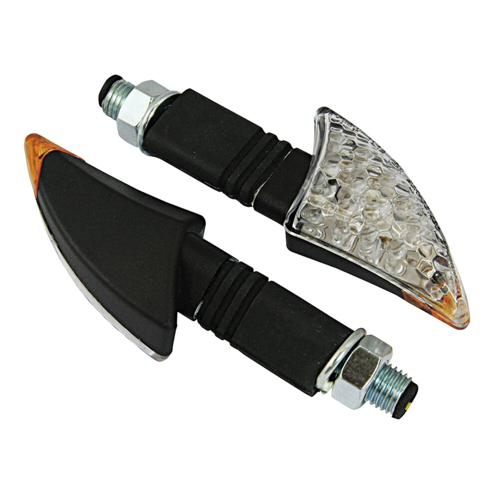 Bike It Long Stem Led Talon Motorcycle Indicators With Body And Clear Lens Black 5034862219664
