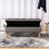 Living And Home Velvet Storage Bench with Rubber Wooden Leg 4