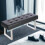 Living And Home Faux Leather Entryway Longe Bench Window Seat Ottoman Bed End Stool Chrome Legs 4