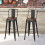 Living And Home 2Pcs Metal Frame High Chairs Industrial Style Bar Stools 2
