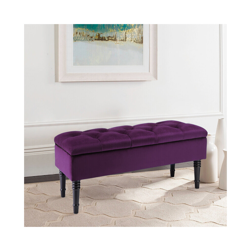 (Purple) Upholstered Storage Bench Ottoman Piano Seat Hallway Long Stool