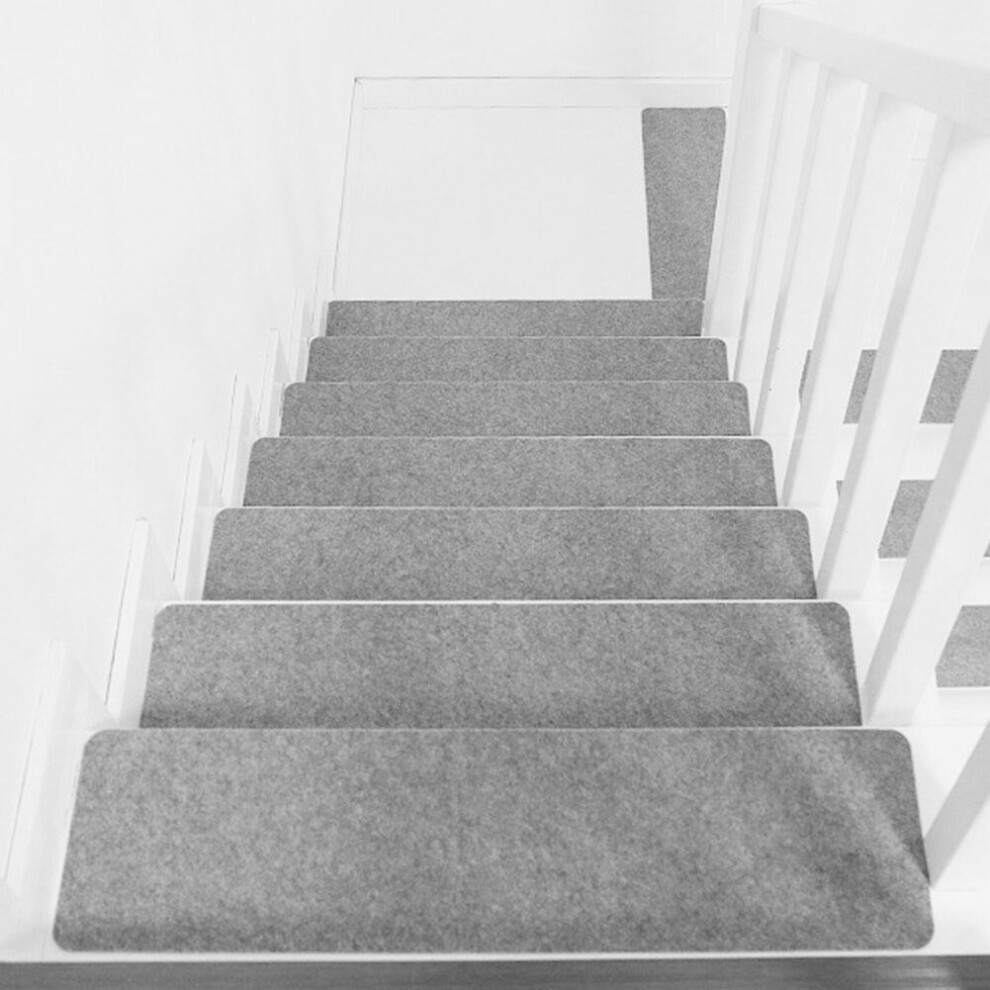 (14PCS Light Grey) 14Pcs/Set Stair Tread Carpet Mats Step Staircase Protection Cover Pads