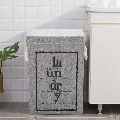 Living And Home (#2 Grey) Washing Dirty Clothes Laundry Basket Bin Storage 1