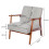 Living And Home Single Seater Walnut Wood Frame Armchair Fabric Upholstered Buttoned Sofa 6