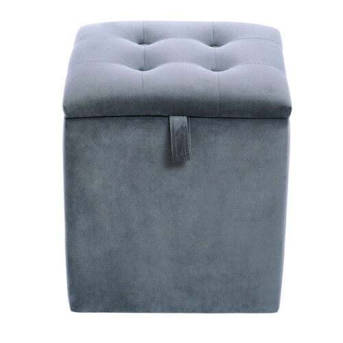 Living And Home Velvet Padded Dressing Table Stool Storage Ottoman Footrest 2