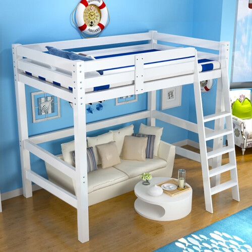 Living And Home High Sleeper Bunk Bed Loft Cabin Bed Solid Pine Wood Frame Kids Single 1