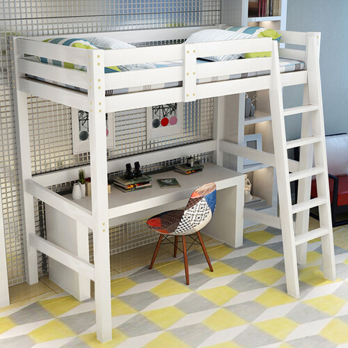 Living And Home High Sleeper Bunk Bed Loft Cabin Bed Solid Pine Wood Frame Kids Single