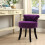Living And Home (Dark Purple) Crushed Velvet Vanity Stool | Dressing Table Chair 6