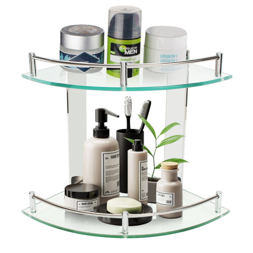 Living And Home (9.8*9.8in) Bathroom Shower Caddy Wall Mounted Corner Shelf 2