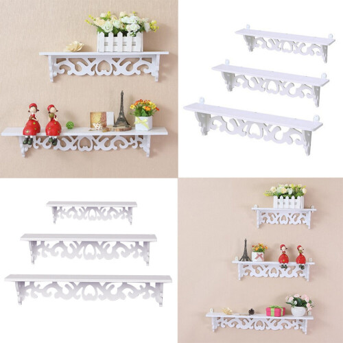 Living And Home Set of 3 Carving Floating Shelves Wall Mounted Storage Display Rack 2