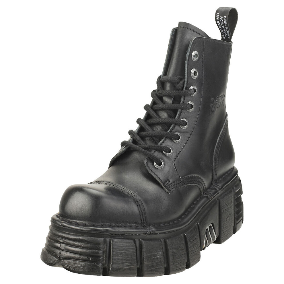 (7) New Rock Metallic M-newmili083-s39 Unisex Platform Boots in Black