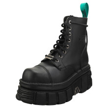 (42) New Rock Unisex COMBAT VEGAN - Plattform Schuhe aus Synthetik Schwarz
