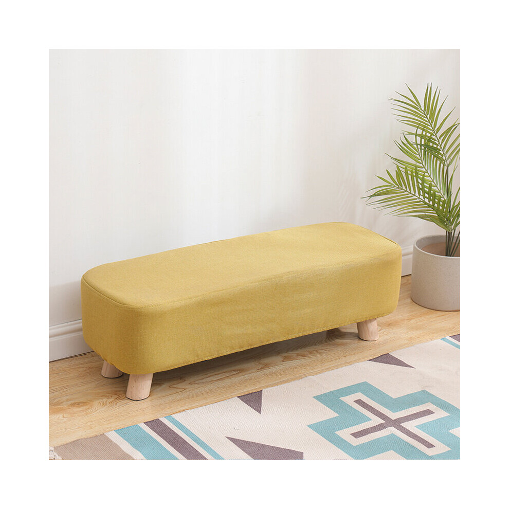 (Yellow) Fabric Cushioned Hallway Rest Stool Footstool Ottoman Padded Pouffe Chair Seat