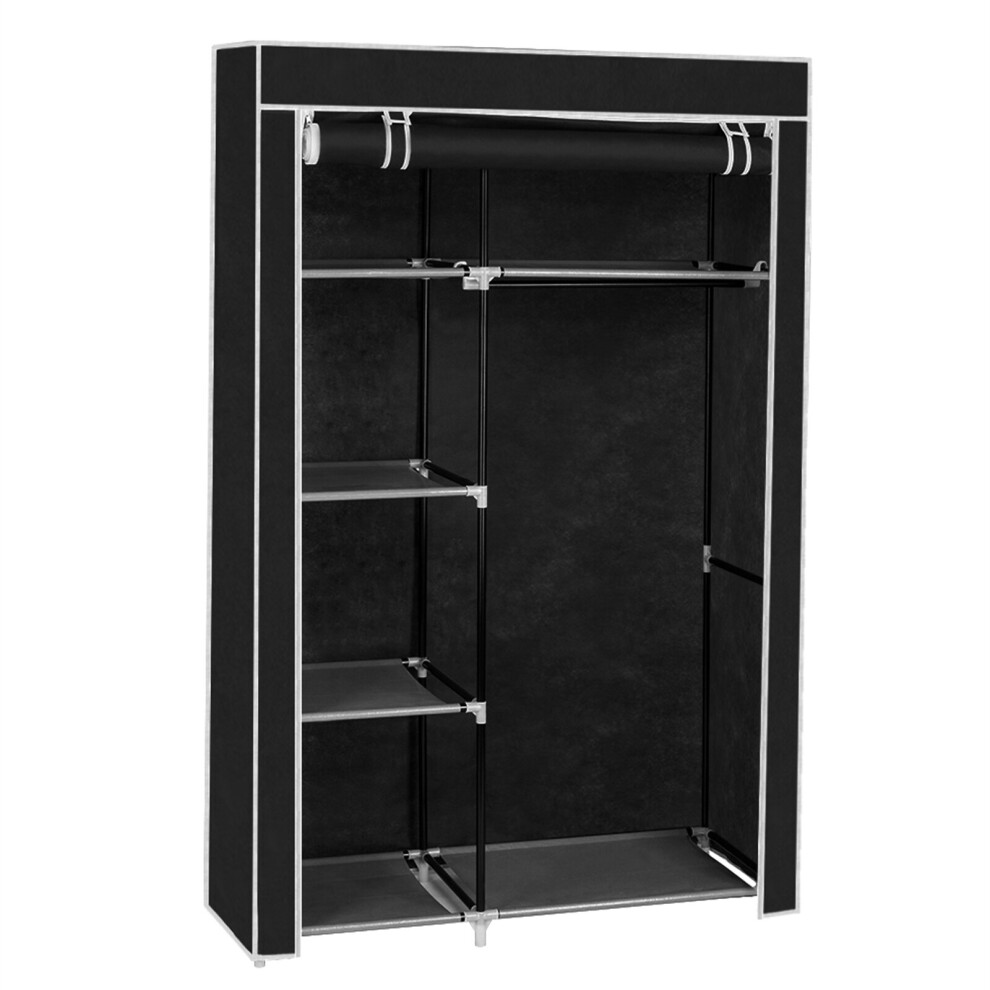 Dinno So 64" Portable Closet Storage Organizer Wardrobe Clothes Rack With Shelves Black