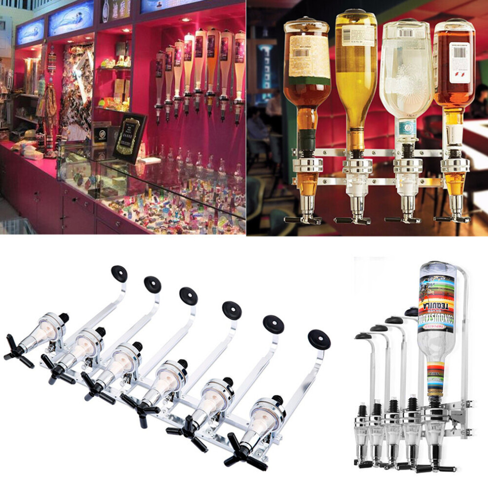 Wall Mounted 6 Bottles Wine Bottle Holder Drinks Dispenser