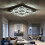 Living And Home (50cm 2 Level-Square, Cool White) Modern LED Ceiling Light Crystal Flush Chandelier 1