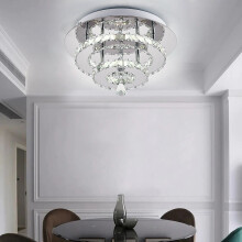 (30cm 2 Level-Round, Adjustable) Modern LED Ceiling Light Crystal Flush Chandelier