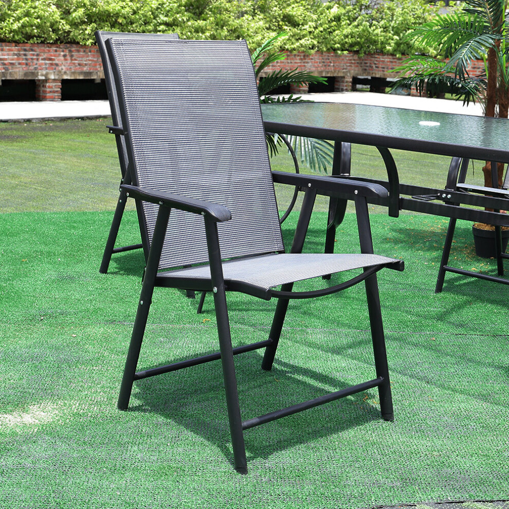 Living And Home (2 X Foldable Chair Only) Garden Outdoor Patio Chairs Table With Parasol Hole Black