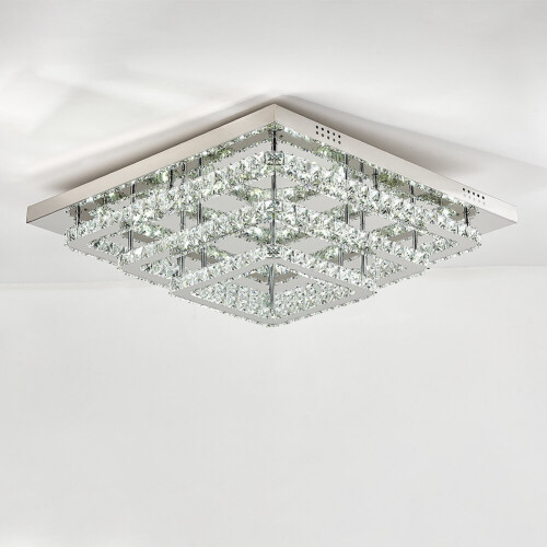 Living And Home (60cm 3 Level-Square, Cool White) Modern LED Ceiling Light Crystal Flush Chandelier 2