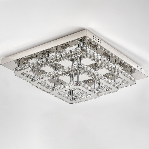 Living And Home (70cm 3 Level-Square, Cool White) Modern LED Ceiling Light Crystal Flush Chandelier 2