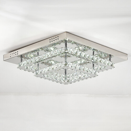 Living And Home (50cm 2 Level-Square, Cool White) Modern LED Ceiling Light Crystal Flush Chandelier 2