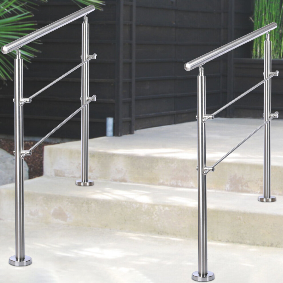 (180cm 2 Cross Bar) Handrail Kit Grab Rail Garden Step Support Variable Angle