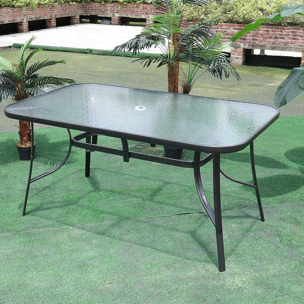 (120*80cm Black Table Only) Garden Outdoor Patio Chairs Table with Parasol Hole