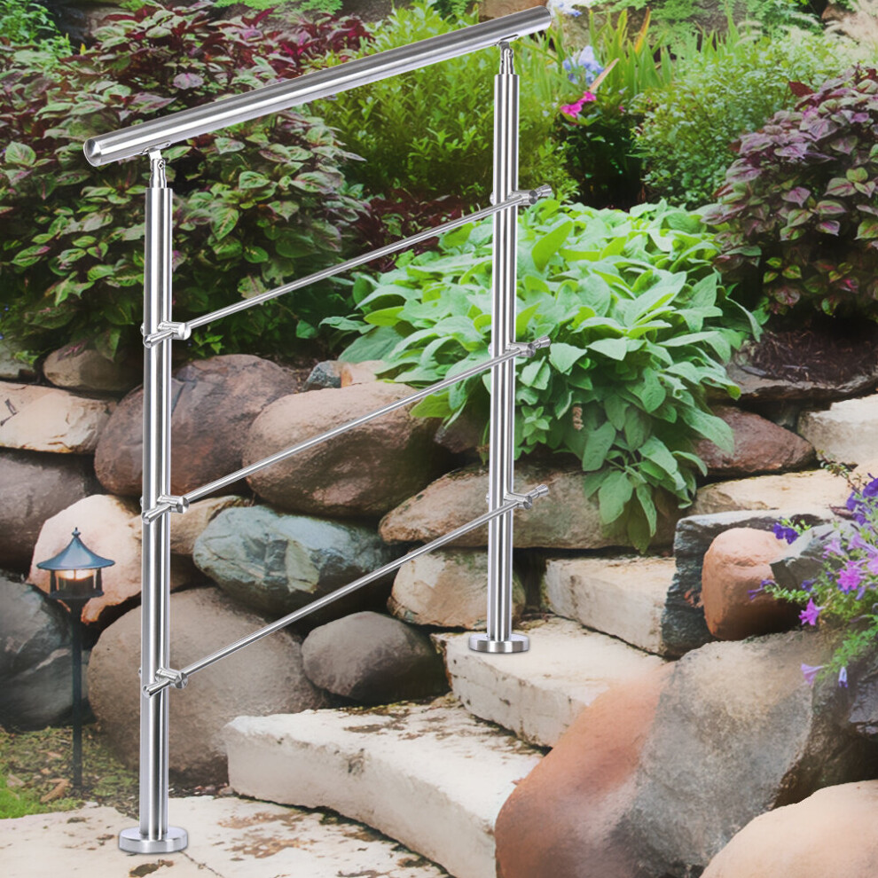 (60cm 3 Cross Bar) Handrail Kit Grab Rail Garden Step Support Variable Angle