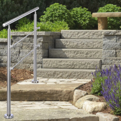 Living And Home (60cm 2 Cross Bar) Handrail Kit Grab Rail Garden Step Support Variable Angle 1