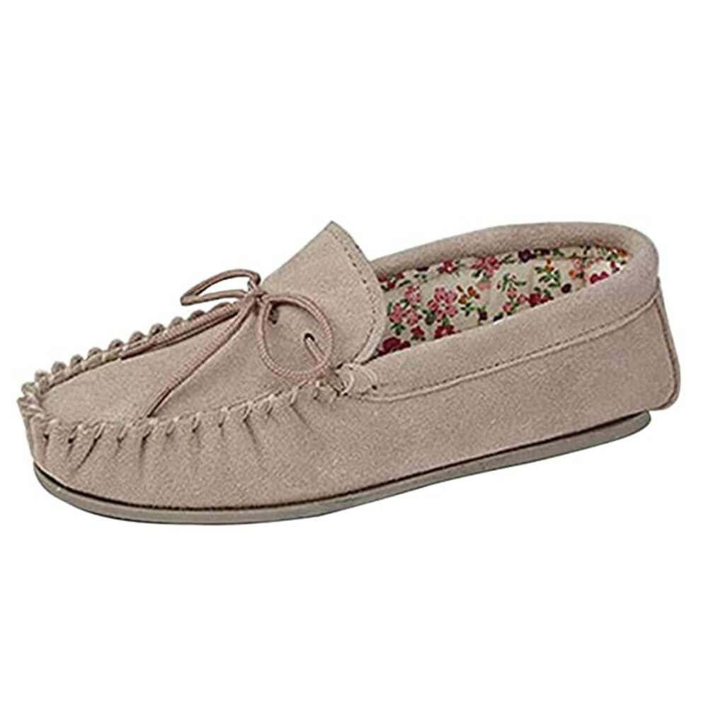 (Stone, UK 4 / EU 37 / US 6) Mokkers Womens Ladies Lily Slip On moccasin Slippers