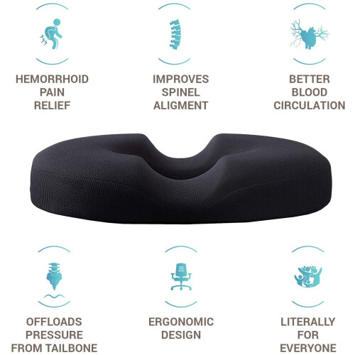 Donut Pillow Hemorrhoid Tailbone Cushion - 100% Memory Foam 1