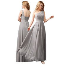 (Grey, 8) one strap Long Chiffon Lace Evening Formal Party Ball Gown Prom Bridesmaid Dress Size 8-24