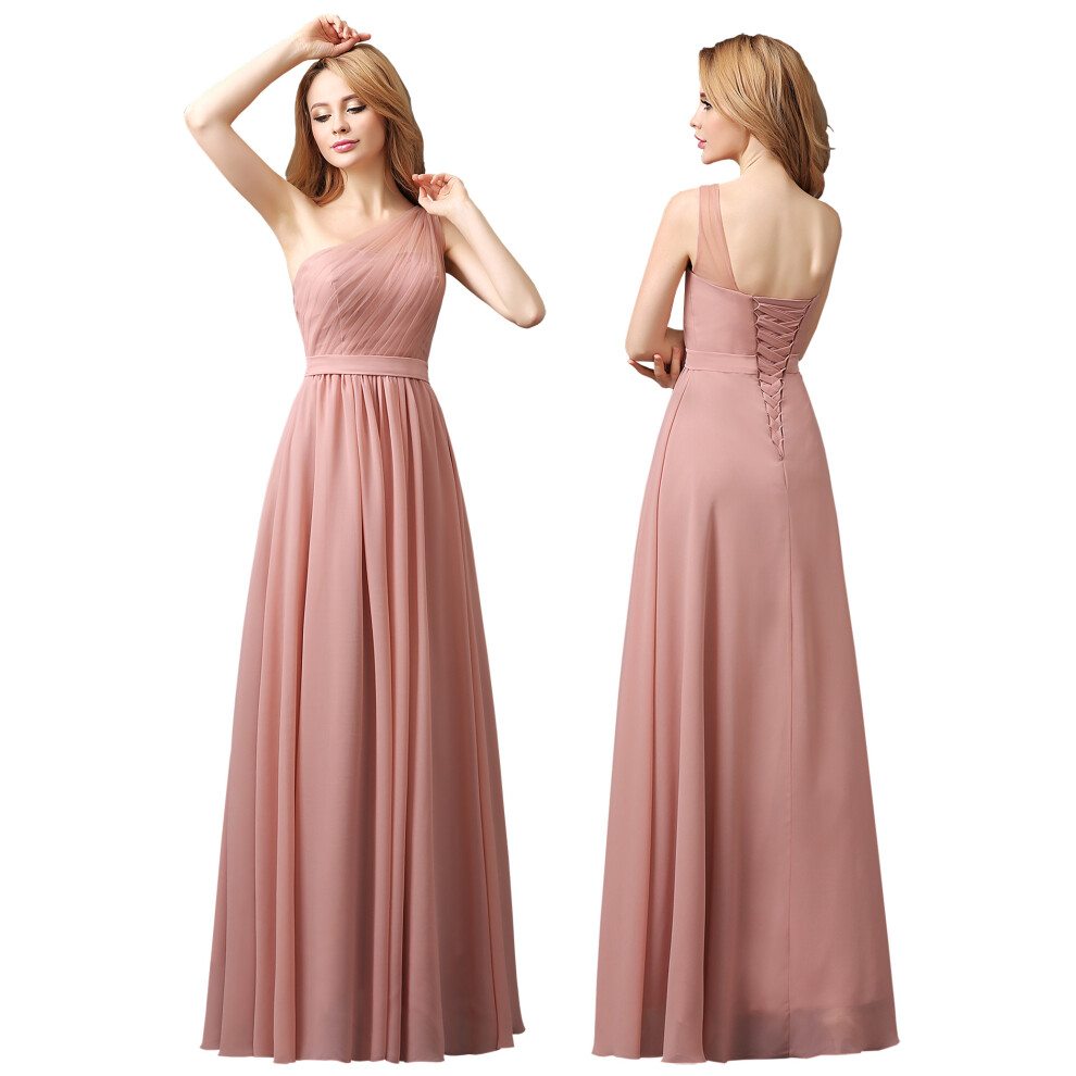(Dusky pink, 22) one strap Long Chiffon Lace Evening Formal Party Ball Gown Prom Bridesmaid Dress Size 8-24-image-OPC-P6HYMQ9-NEW
