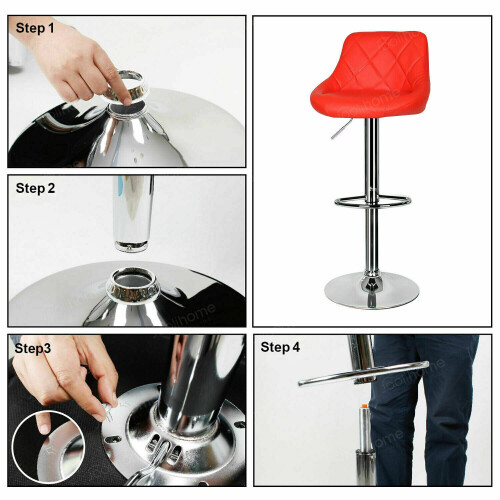 (White) 2x PU Leather Adjustable Breakfast Bar Stools Swivel Gas Lift Kitchen, Bar, Pub 1