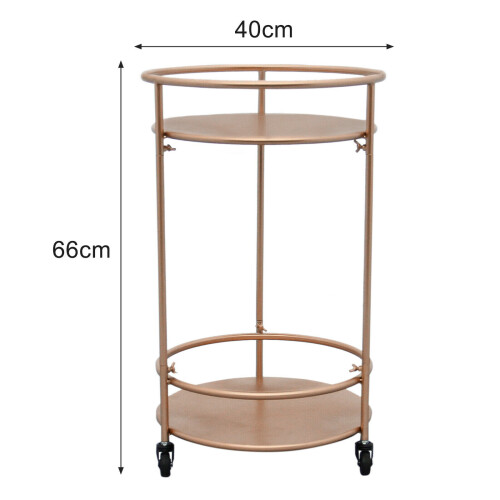 Small Round Bar Cart/Drinks Trolley - Rose Gold 1